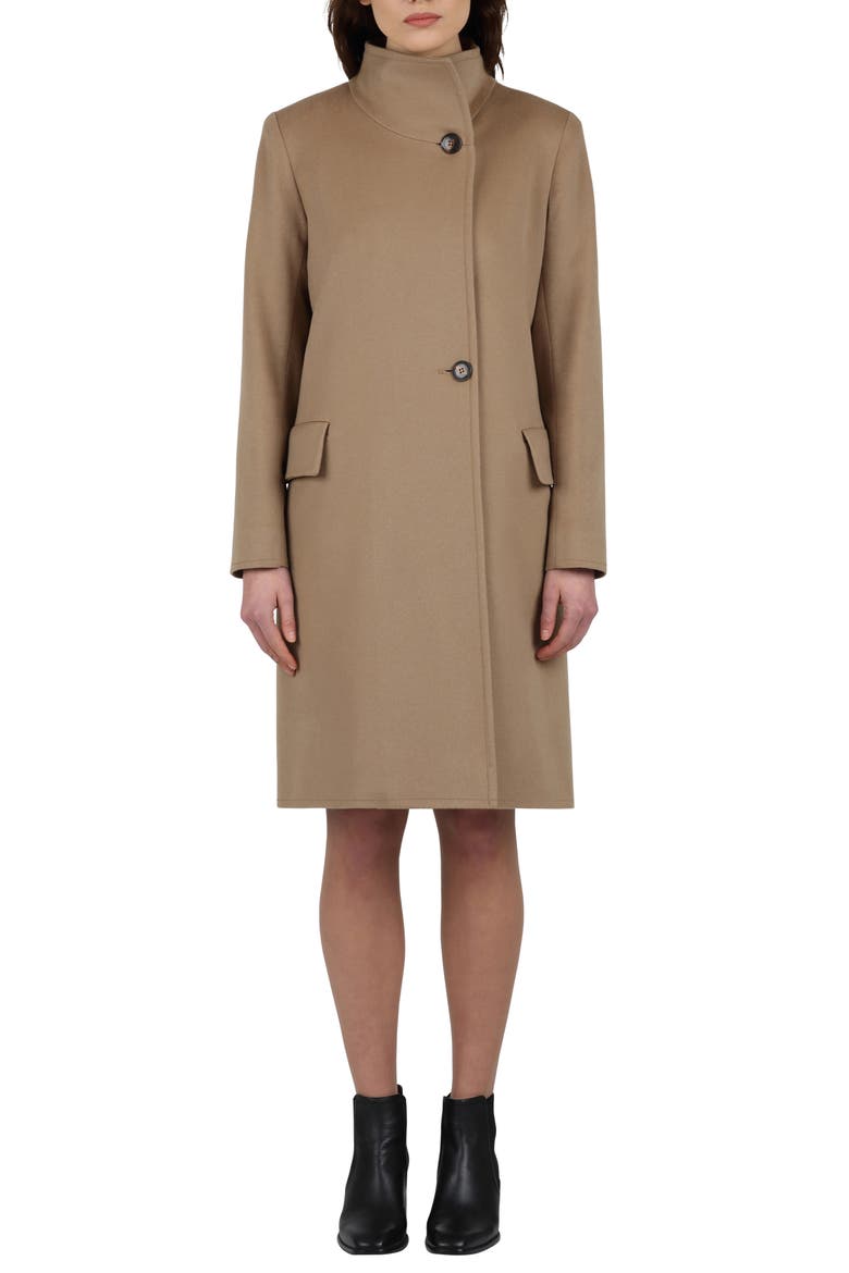 Presley Stand Collar Cashmere Coat, Main, color, CAMEL
