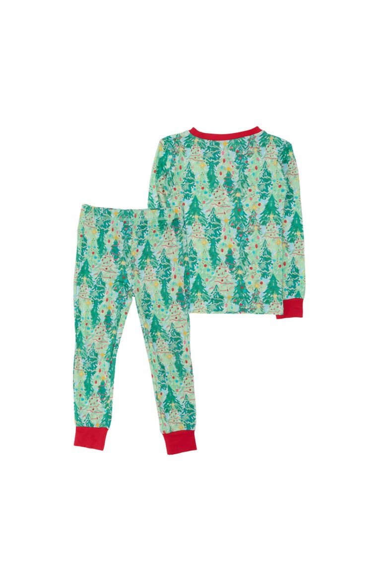 Gender Incusive Holiday Long Sleeve Pajama Set, Alternate, color, Green Jolly Grove