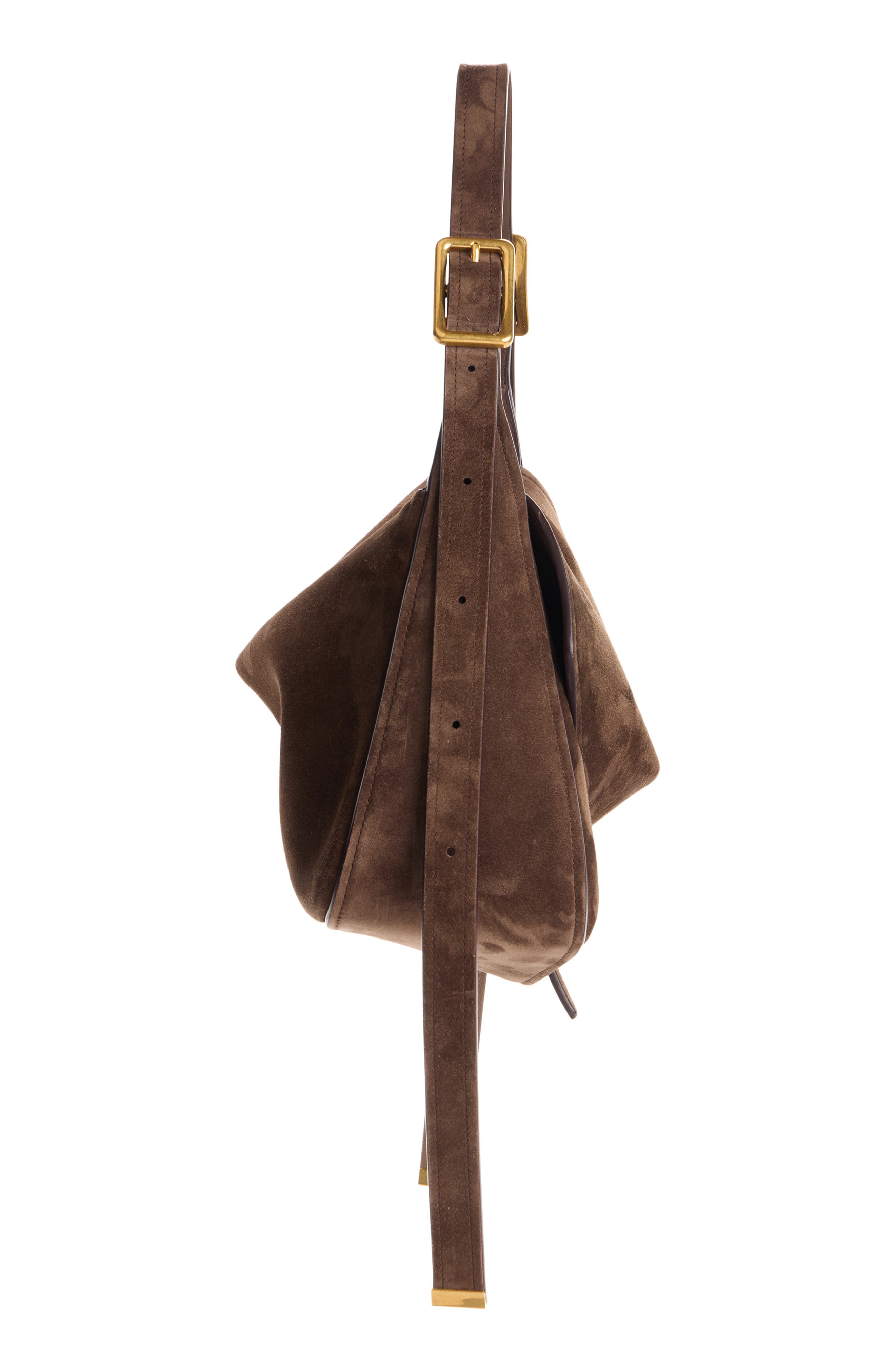 Balenciaga Medium Clicca Suede Shoulder Bag, Alternate, color, 2255 Muscade