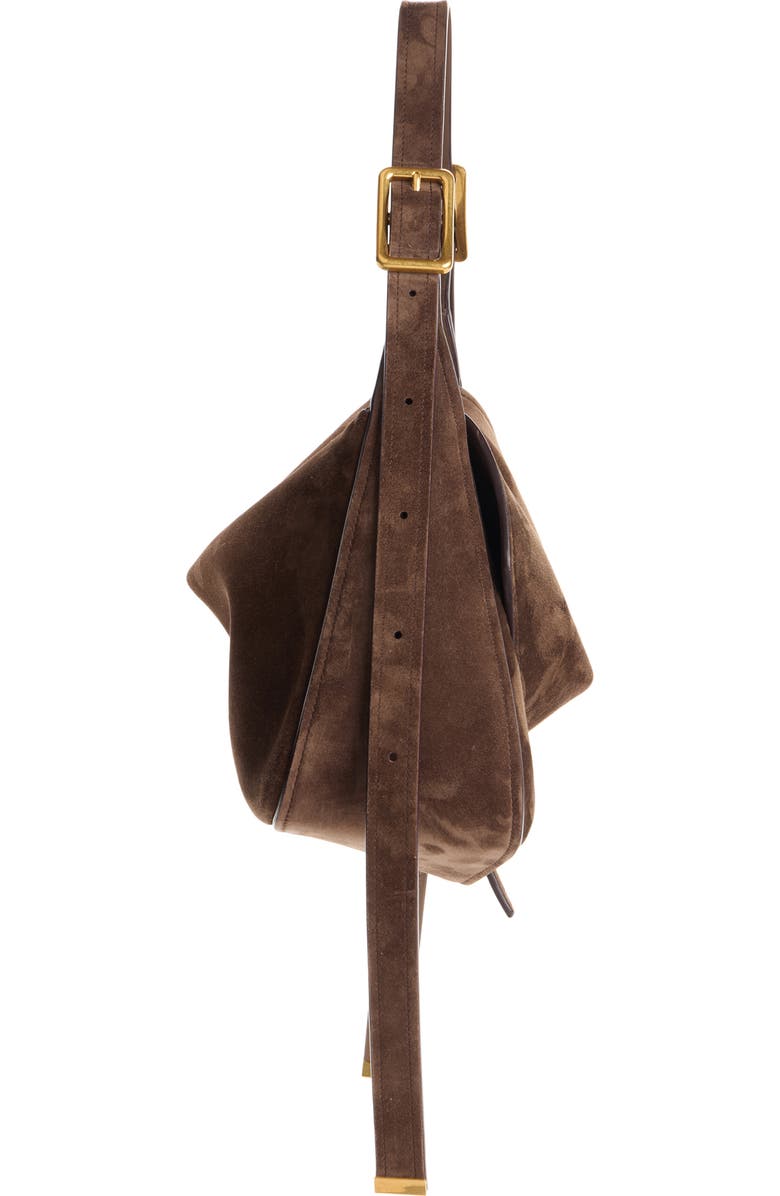 Balenciaga Medium Clicca Suede Shoulder Bag, Alternate, color, 2255 Muscade