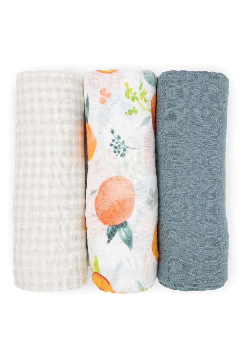 3-Pack Cotton Muslin Swaddle Blankets, Main, color, GEORGIA PEACH 2