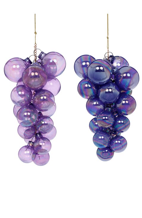 Pearl Grape Cluster Ornament, Set of 6