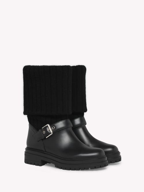 Gianvito Rossi Black Leather And Fabric Thurso Boots In Black