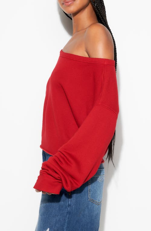 Spiritual Gangster Bella Off The Shoulder Sweatshirt In Red