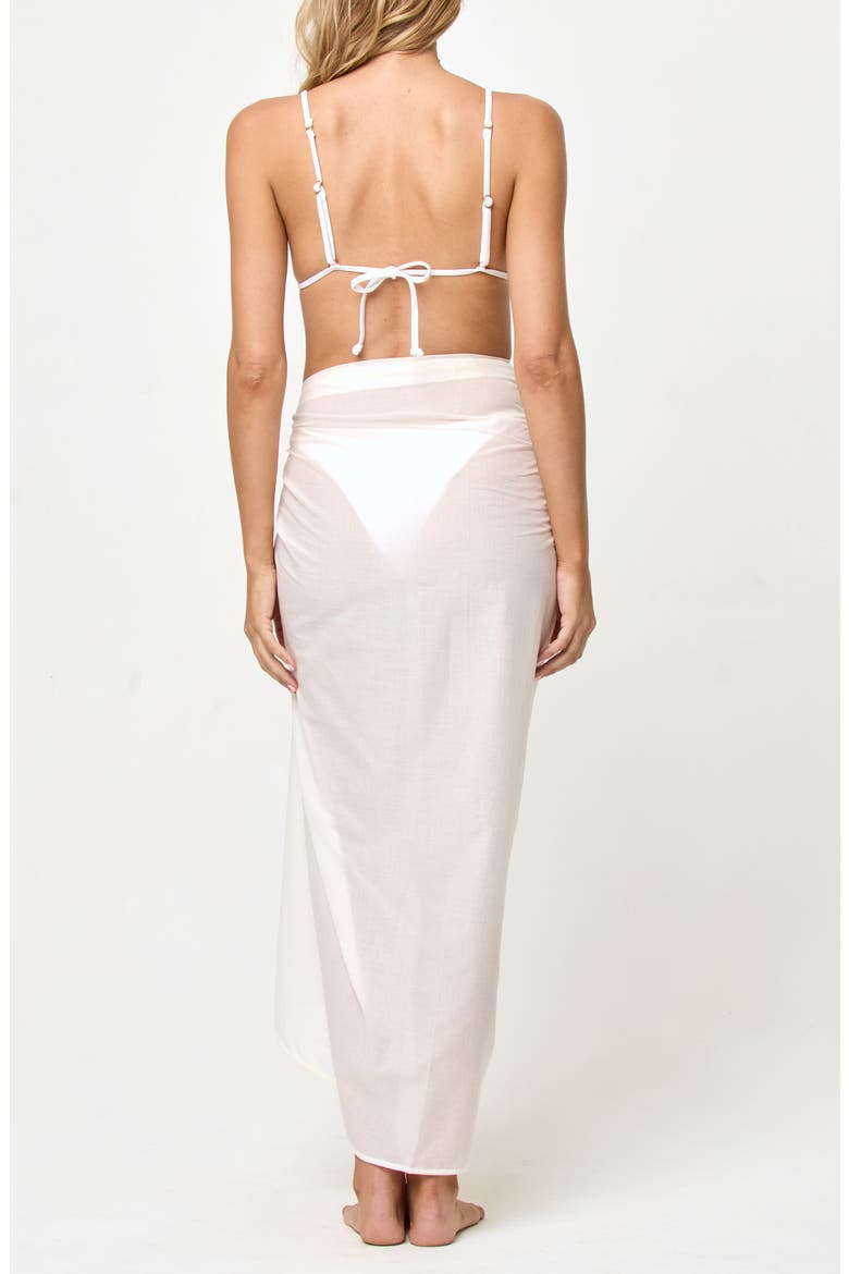 Mika Seashell Fringe Cotton Cover-Up Sarong, Alternate, color, CREAM
