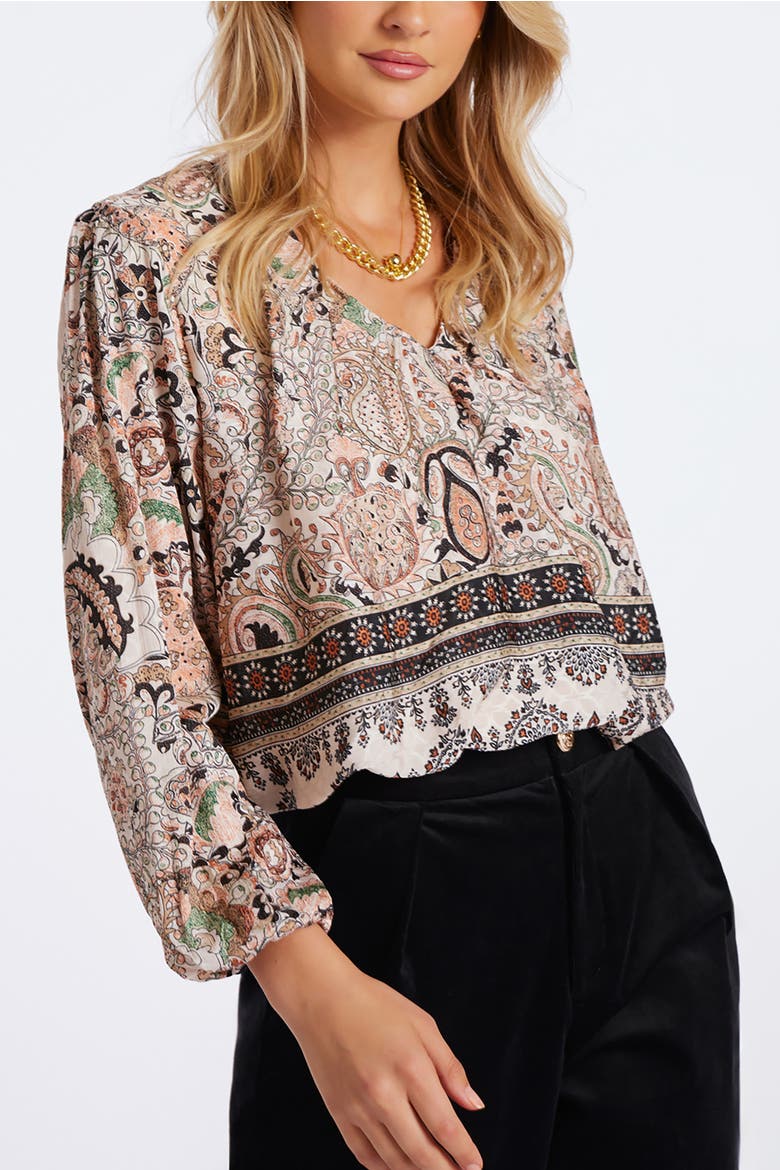 Maude Bubble Sleeve Top, Alternate, color, Chelsea Print