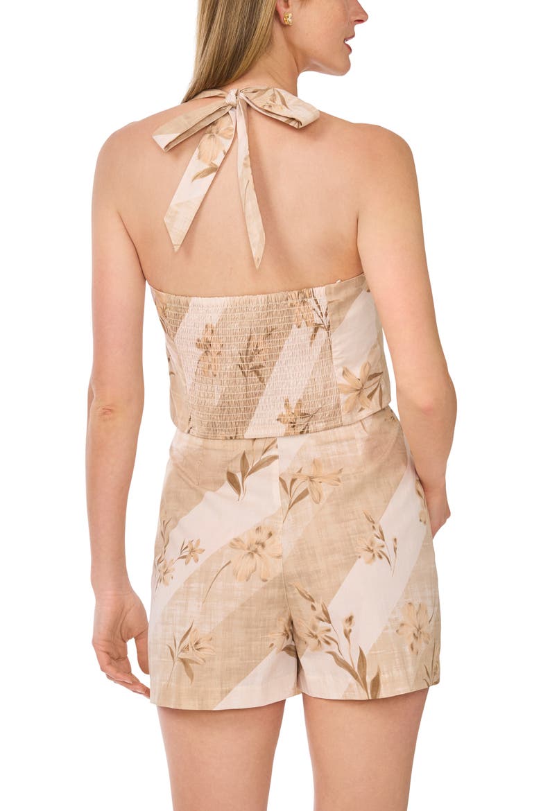 Floral Halter Neck Cotton Crop Top, Alternate, color, IVORY CREAM
