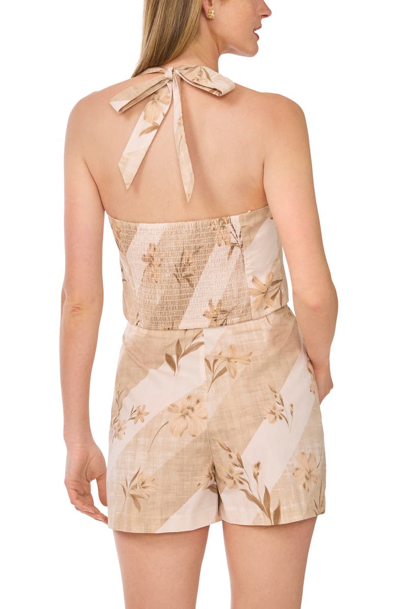 Parker Floral Halter Neck Cotton Crop Top, Alternate, color, Ivory Cream