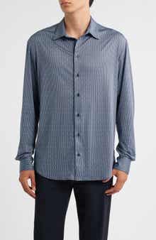Emporio Armani Geo Print Stretch Button-Up Shirt