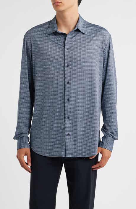 Emporio Armani Geo Print Stretch Button-Up Shirt