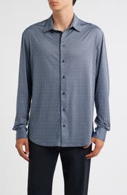Emporio Armani Geo Print Stretch Button-Up Shirt