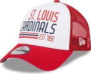 New Era Men's New Era White/Red St. Louis Cardinals Stacked A-Frame Trucker 9FORTY Adjustable Hat