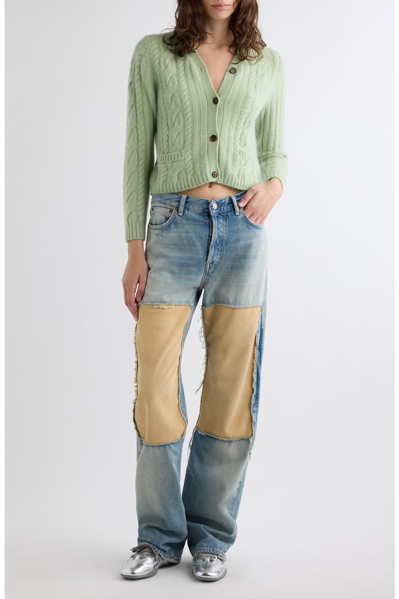 Pazer Suede Panel Straight Leg Jeans, Alternate, color, LIGHT BLUE