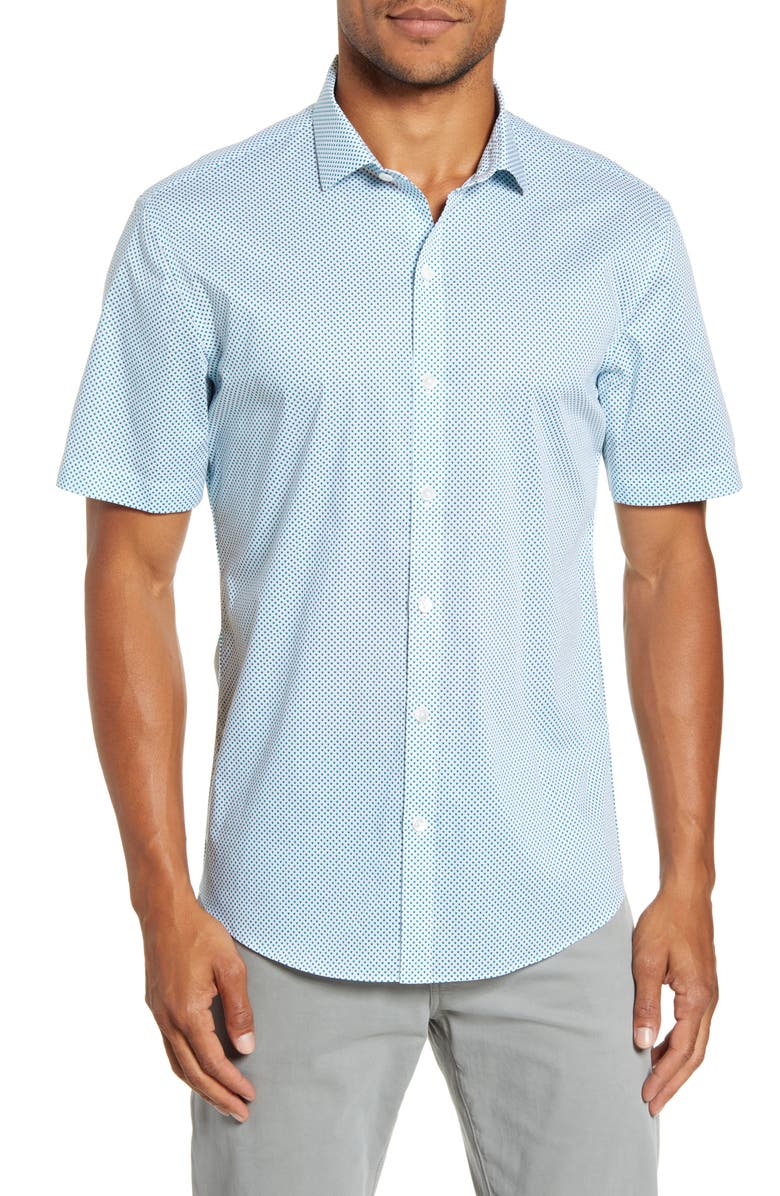 Zachary Prell Prescott Regular Fit Short Sleeve Button-Up Sport Shirt, Main, color, 