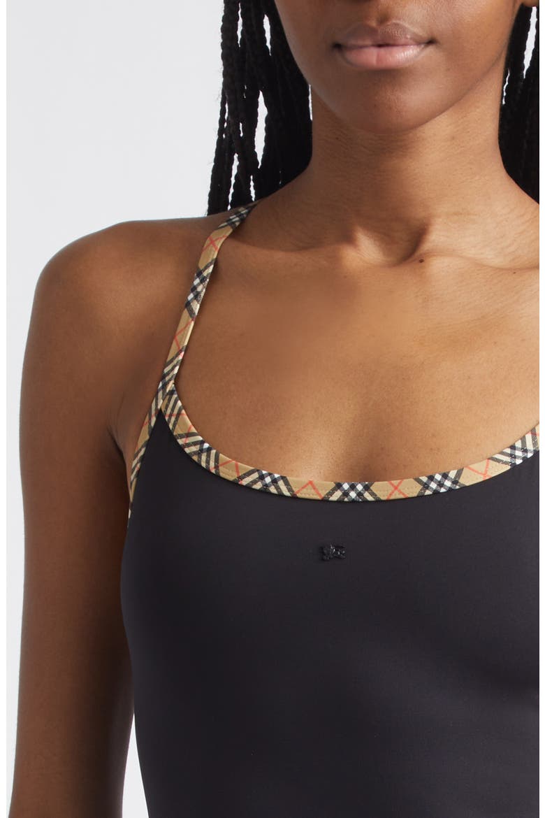 Satine Contrast Trim One-Piece Swimsuit, Alternate, color, BLACK