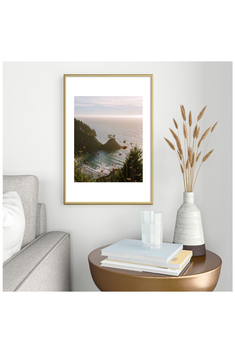'Golden Coast' by J. Freemond Visuals Framed Wall Art, Alternate, color, GOLD/ BLUE