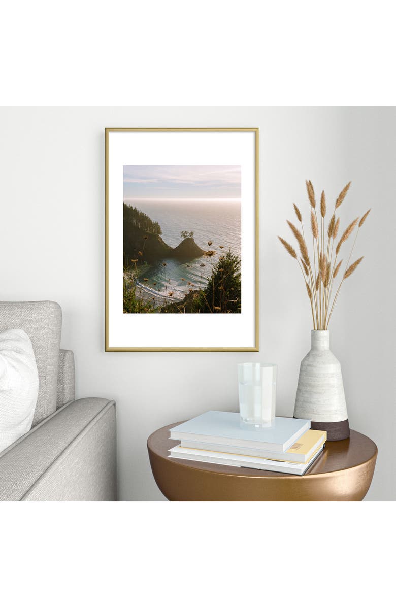 Deny Designs 'Golden Coast' by J. Freemond Visuals Framed Wall Art, Alternate, color, Gold/ Blue