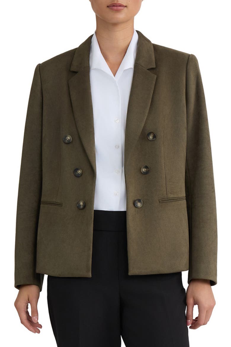 Scuba Knit Open Front Blazer, Main, color, JASPER GREEN