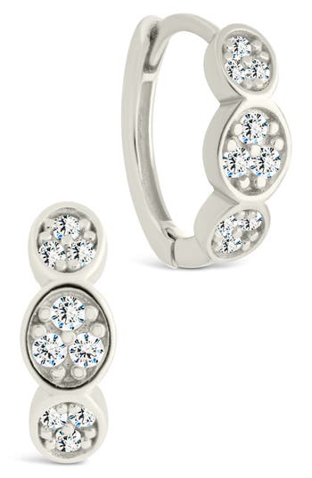 Sterling Forever Barbara Triple Halo Hoop Earrings In Silver