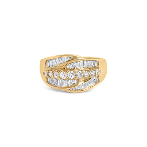 14K Yellow Gold 1 Cttw Diamond Cocktail 5 Stone Ring