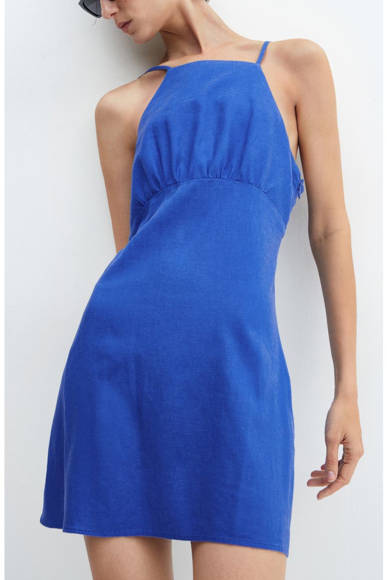 Linen Blend Minidress, Alternate, color, BLUE