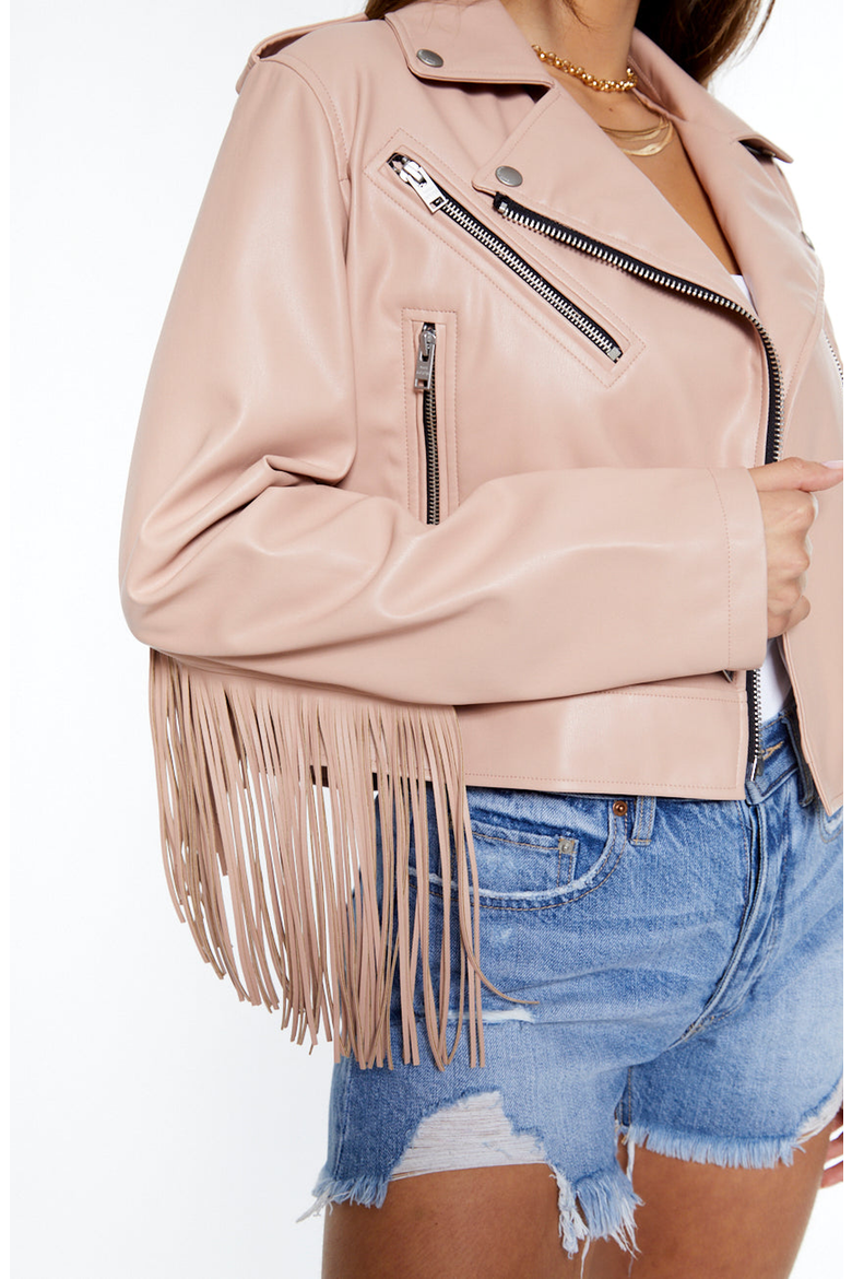 The Way She Moves Unreal Leather Jacket, Alternate, color, Blush