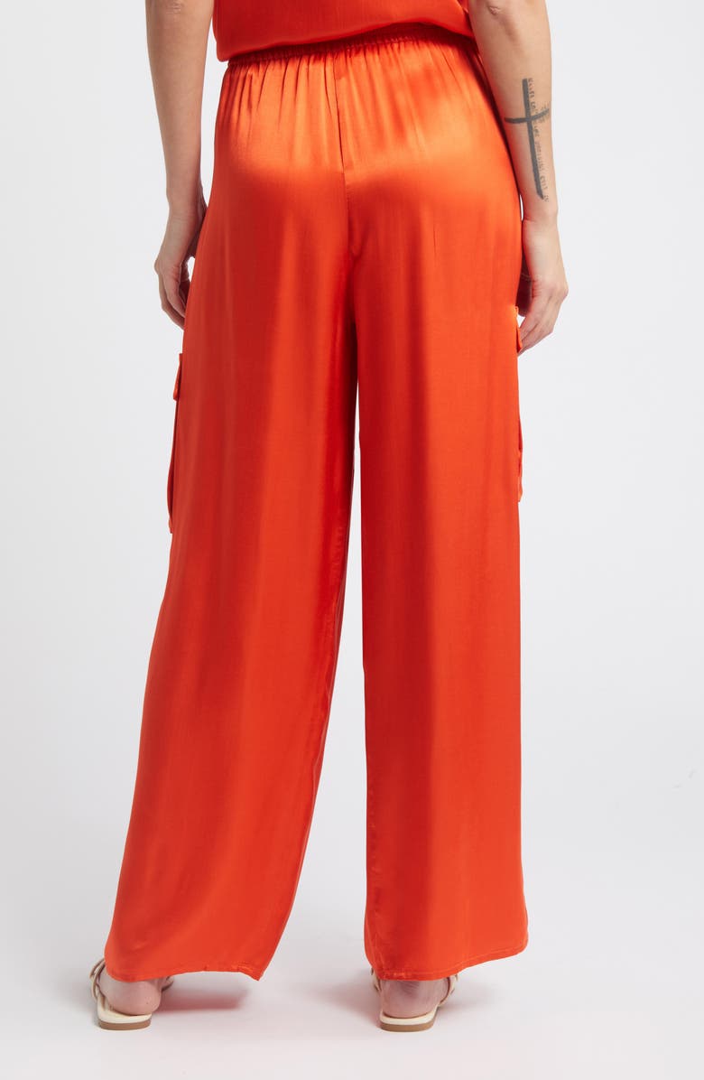Nation LTD Romeo Fluid Satin Cargo Pants, Alternate, color, Fiesta