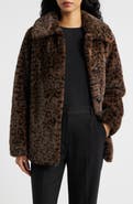 MANGO Zurich Leopard Spot Faux Fur Coat