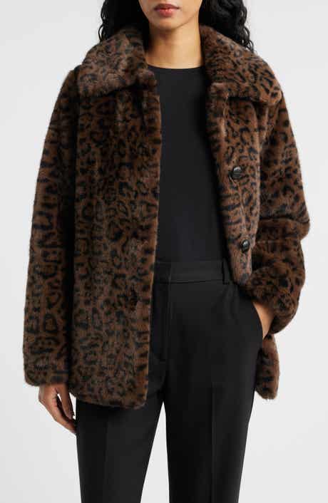 MANGO Zurich Leopard Spot Faux Fur Coat