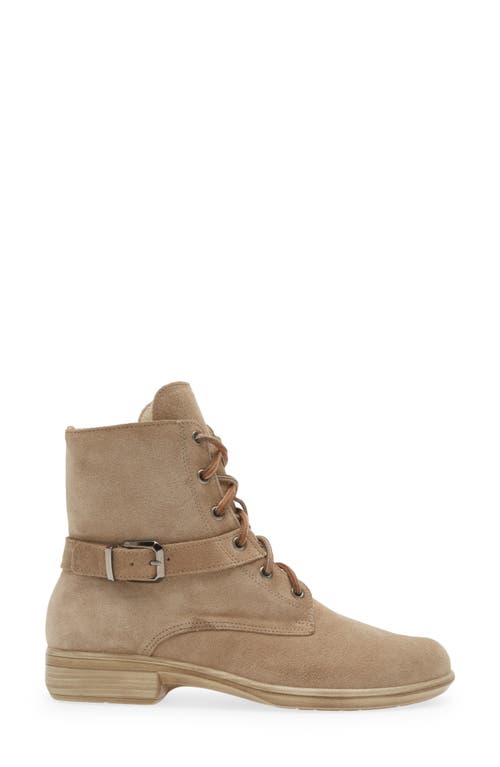 Naot Alize Zip Combat Boot In Almond Suede