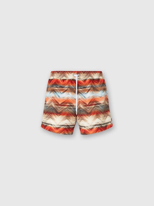 Missoni Swim Shorts With Macro Zig Zag Dégradé Print In Orange