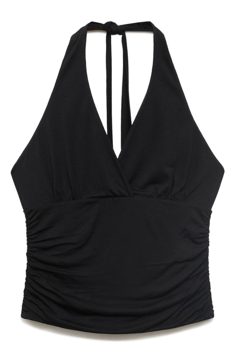MANGO V-Neck Halter Top, Alternate, color, Black