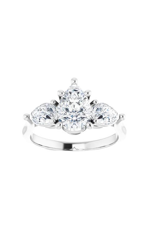 2Ct TW Pear Shape Three Stone Diamond Engagement Ring in 14k Gold Lab Grown