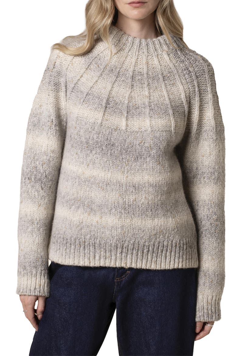 Sunbeam Stitch Yoke Sweater, Alternate, color, Light Grey