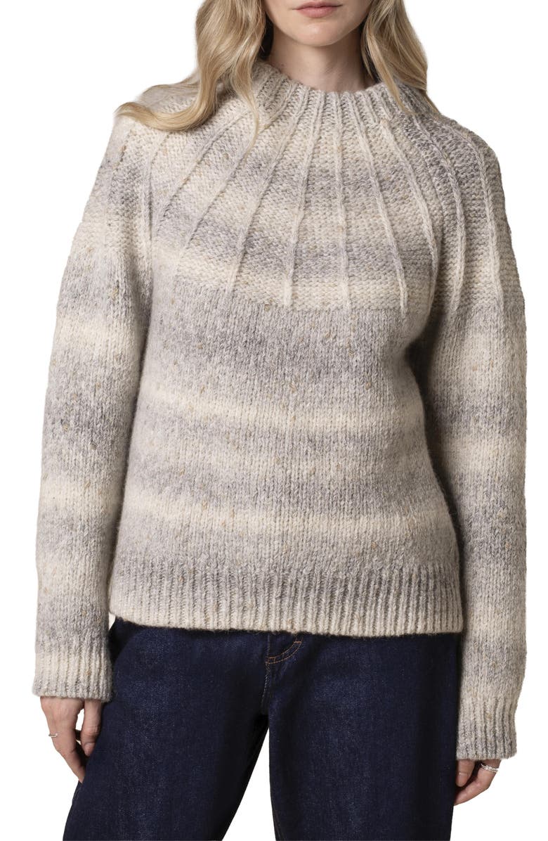 Celtic & Co. Sunbeam Stitch Yoke Sweater, Alternate, color, Light Grey