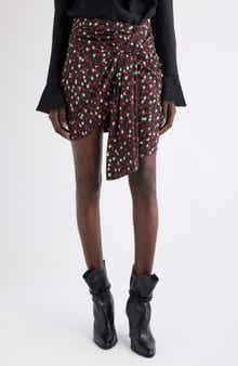 Isabel Marant Ovia Polka Dot Asymmetric Gathered Miniskirt