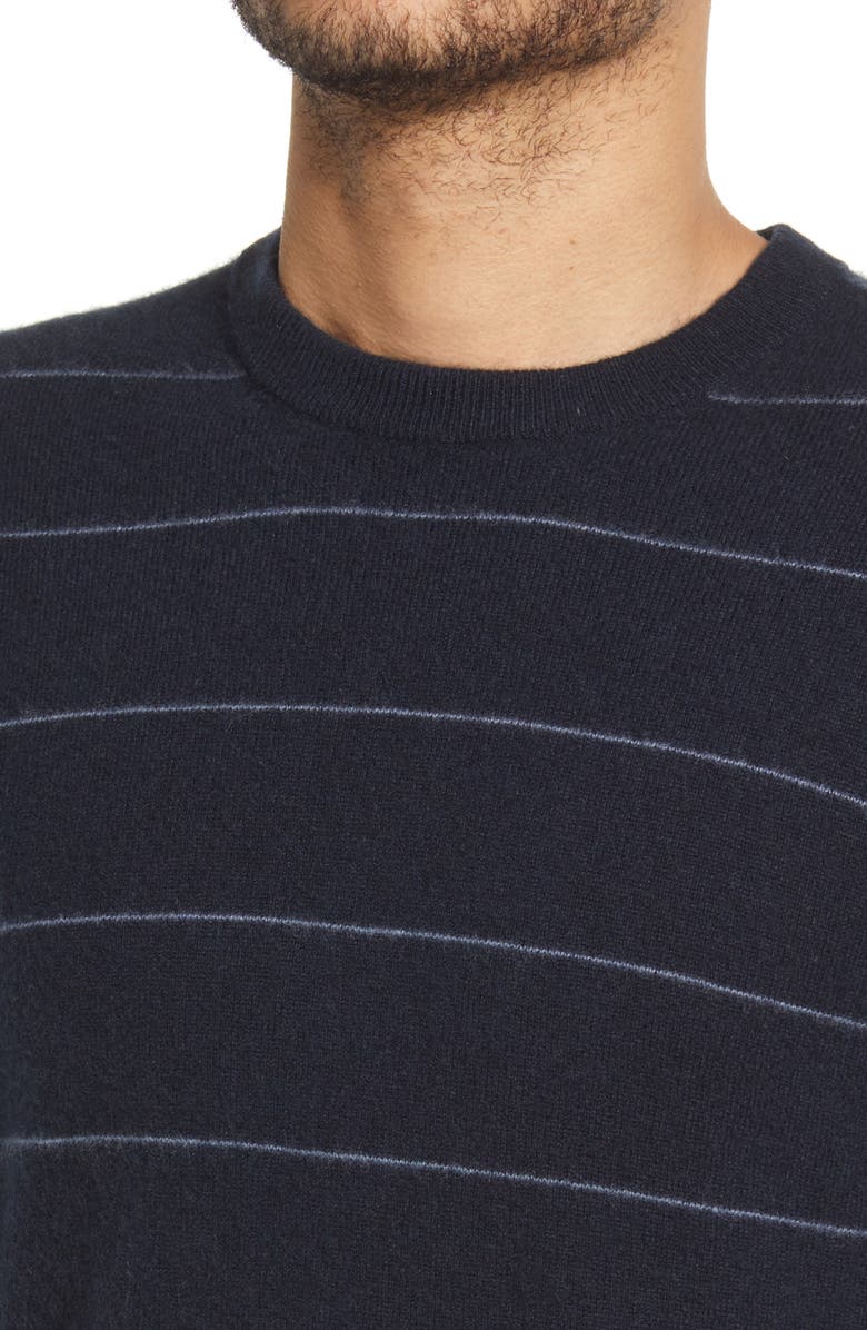 Vince Boiled Cashmere Stripe Crewneck Sweater, Alternate, color, 