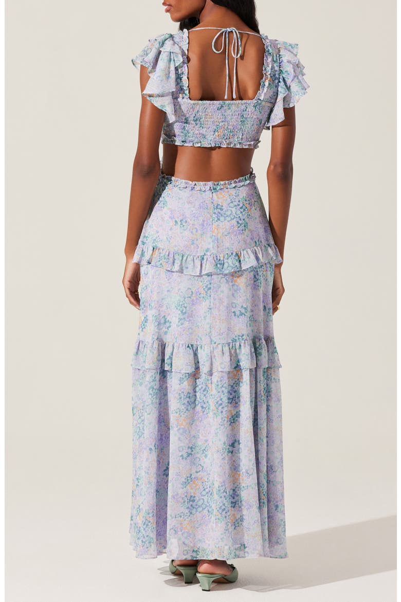 Mable Floral Tiered Cutout Chiffon Dress, Alternate, color, LLC GRN FL