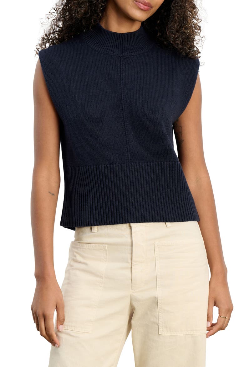 Electra Mock Neck Sweater Vest, Main, color, NAVY