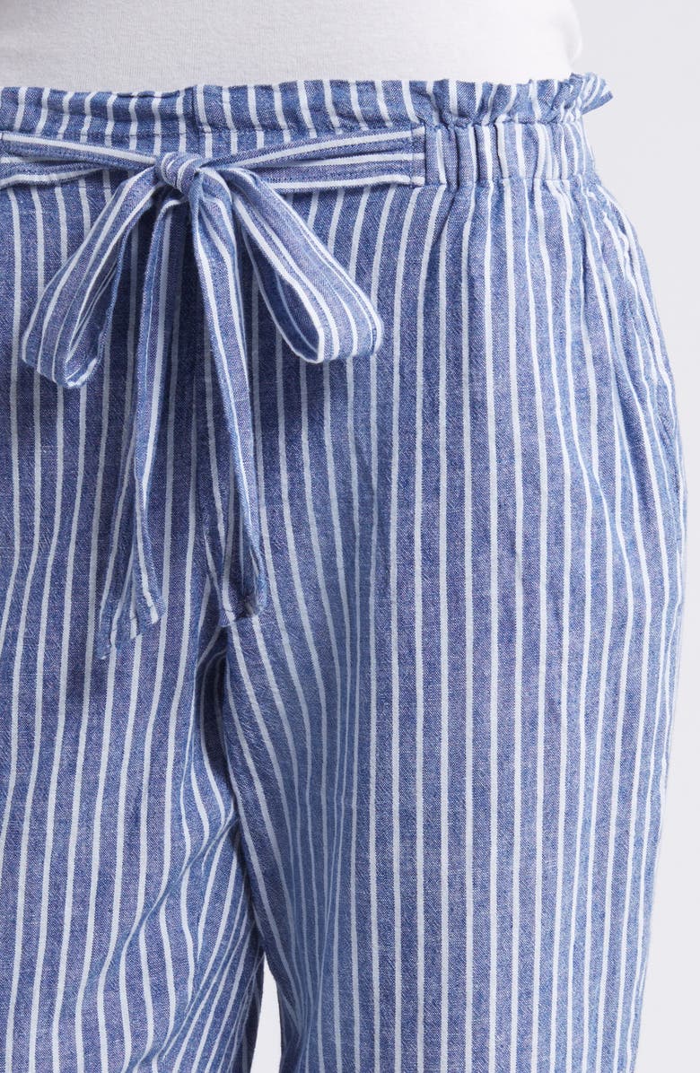 beachlunchlounge Giavanna Stripe Tapered Linen & Cotton Pants, Alternate, color, Cerulean