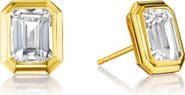 House of Frosted Alexa Emerald Cut White Topaz Stud Earrings