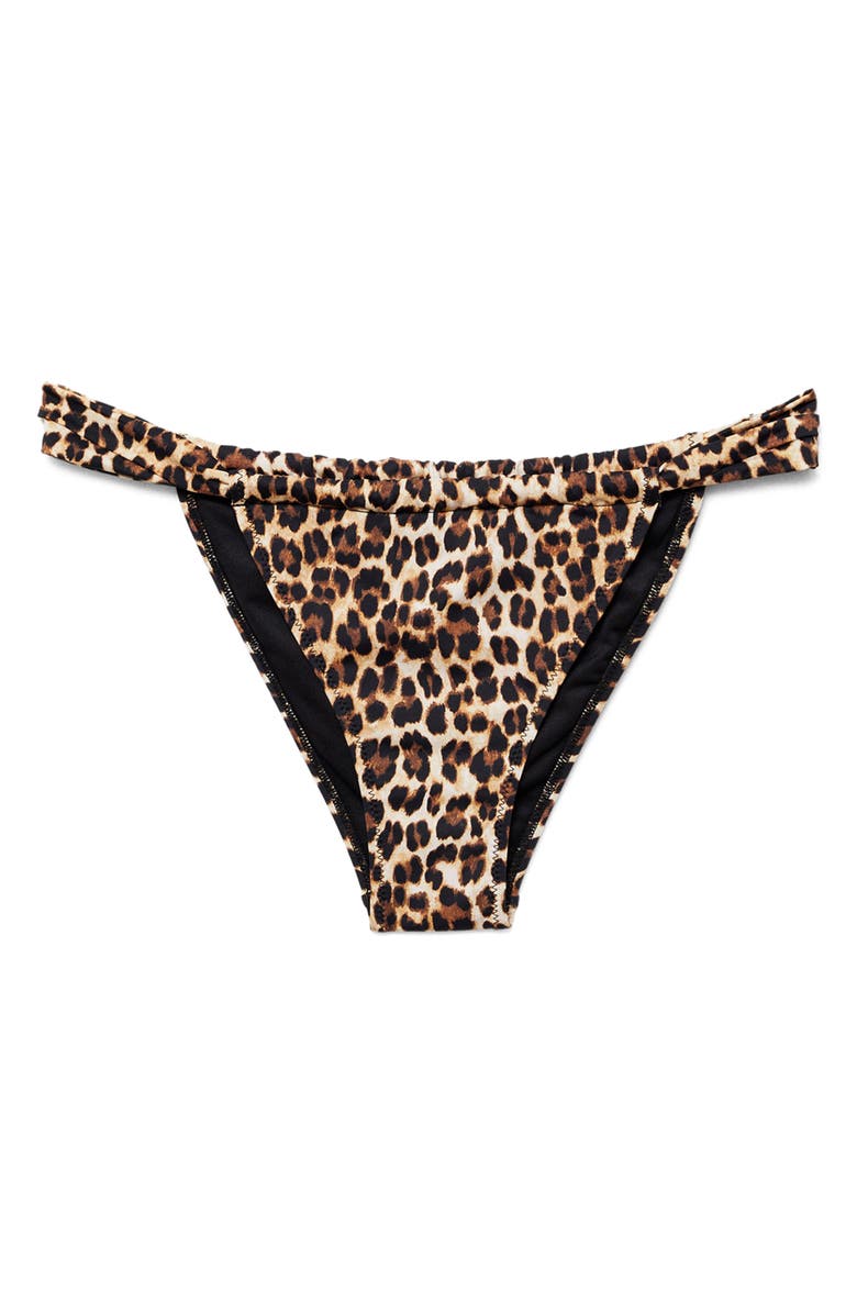 MANGO Leopard Bikini Bottoms, Main, color, Brown
