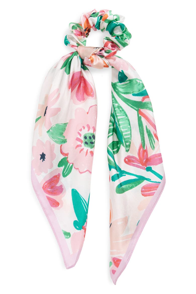 full bloom silk scarf hair tie, Main, color, PALE DOGWOOD