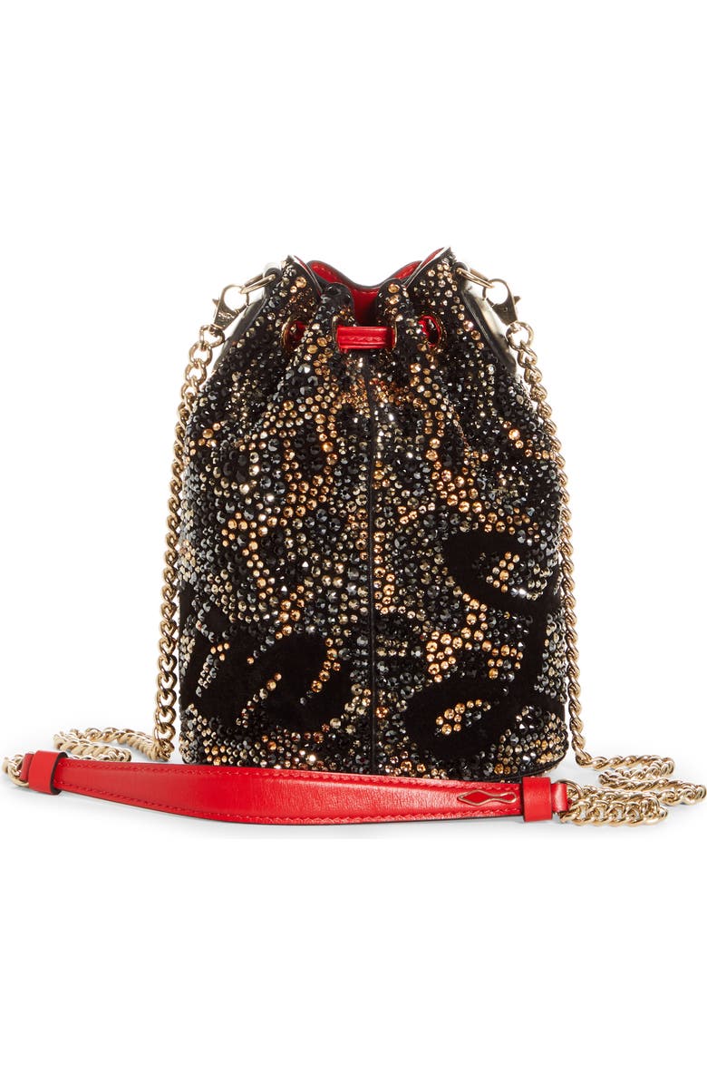 Christian Louboutin Marie Jane Crystal Leopard Print Bucket Bag, Alternate, color,