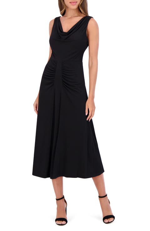 Cowl Neck Sleeveless Jersey Midi Dress