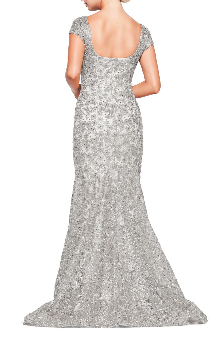 MARSONI Metallic Lace Trumpet Gown, Alternate, color,