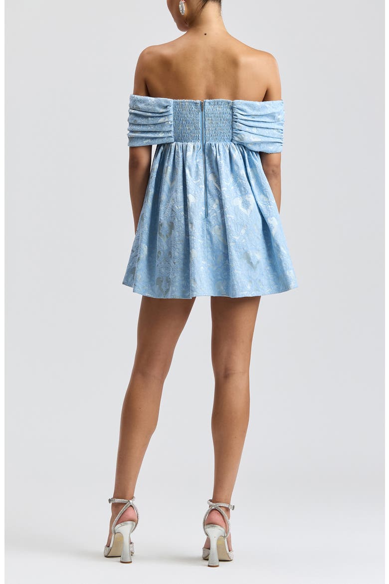 Floral Jacquard Off the Shoulder Minidress, Alternate, color, WINTER BLUE
