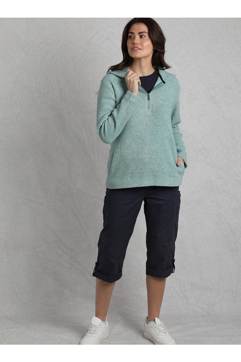 Alisa 1/4 Zip Snow Marl Fleece Hoodie, Alternate, color, Mineral Blue