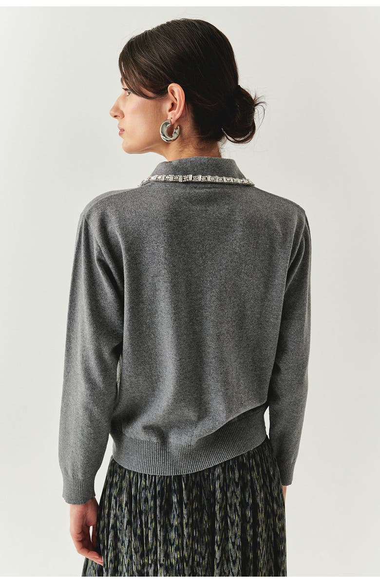 Exquise Maleah Trim Collar Sweater, Alternate, color, Grey