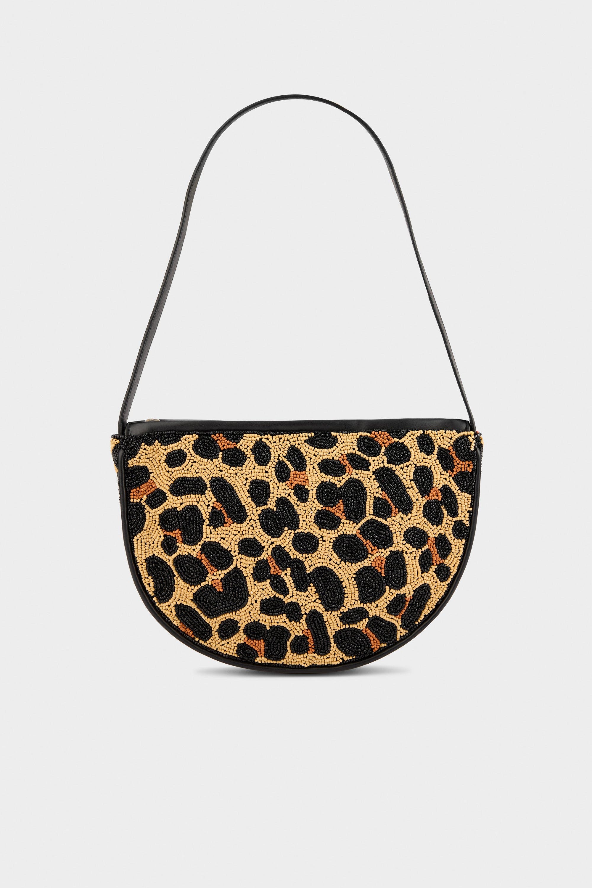 SIMONMILLER Belo Half Moon Shoulder Bag with Seed Bead Embellishment, Main, color, Cheetah